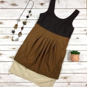H&M Brown & Beige Color Block Sun Dress w/ Pockets